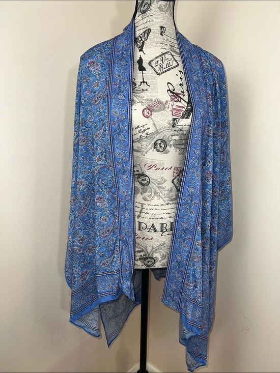 Accessories - Blue Boho Paisley Kimono Wrap/Cardigan – One Size